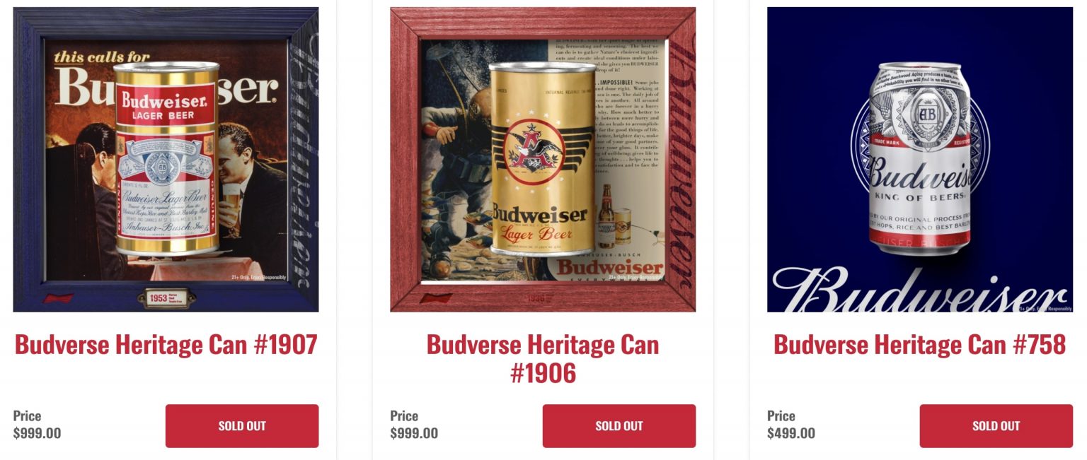 Eksempler på NFT'er fra Budweiser
