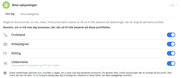 Dine oplysninger