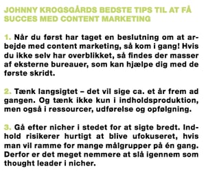 Johnny Krogsgaard content marketing tips