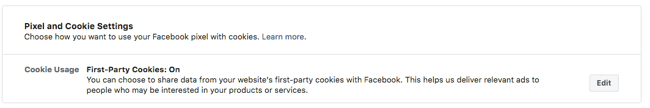 Pixel and cookie settings