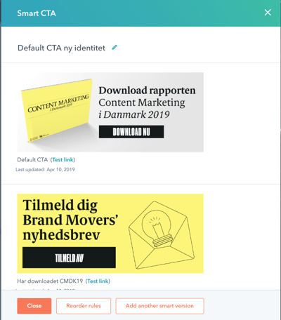 HubSpot smart CTA