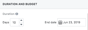 Set the duration and budget for your Facebook sponsored post