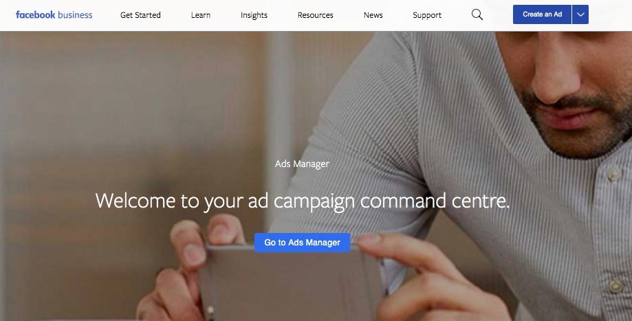 A screen Shot of Facebook business Ads Manager