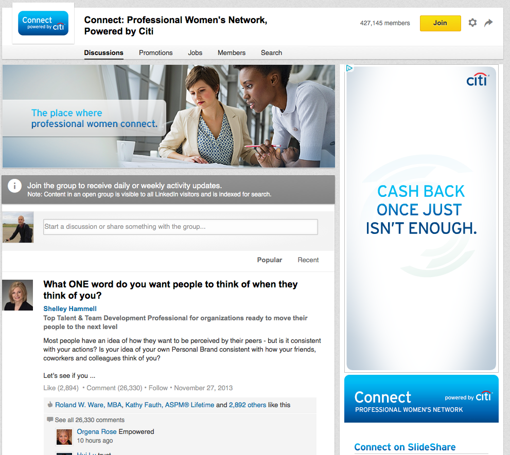 linkedin group citi sponsored ad